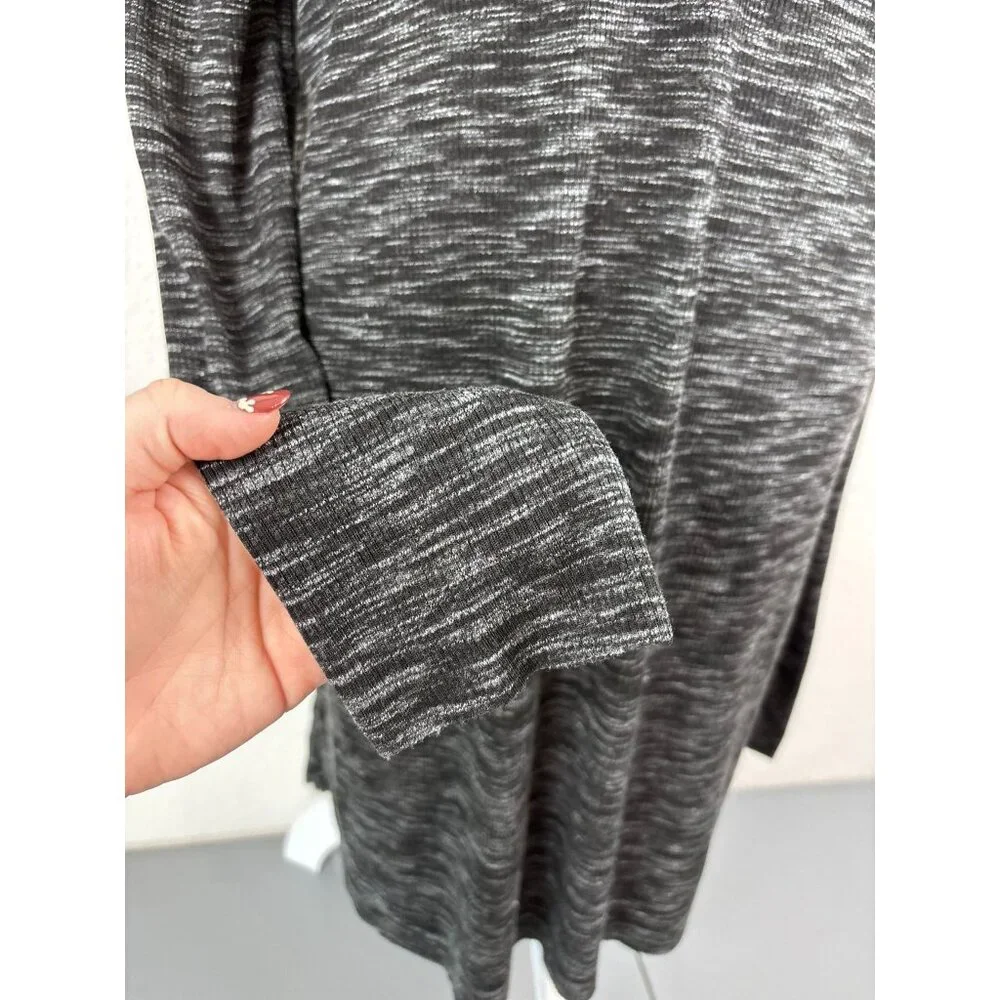 Free People women's large black‎ grey mock neck stonecold ribbed tunic top NWT